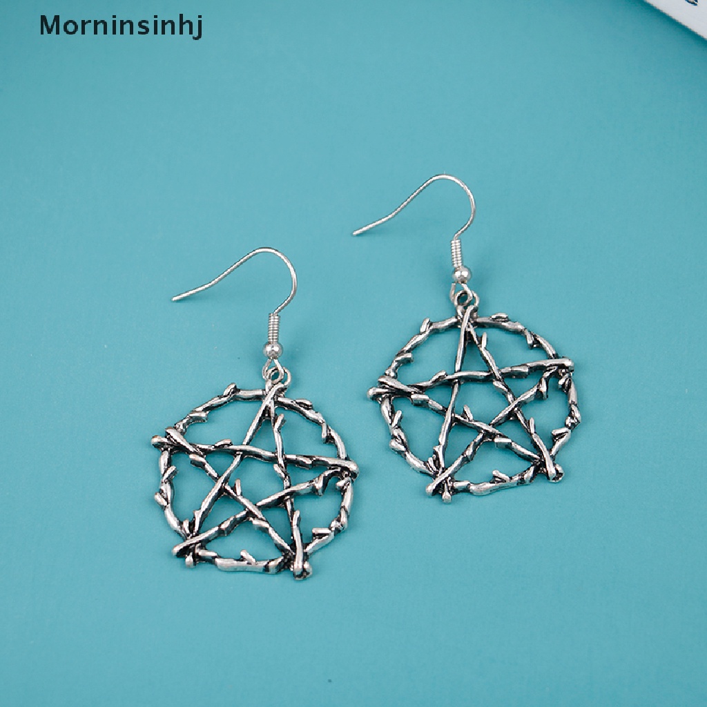 Mornin Goth Pentagram Drop Anting Wanita Bintang Earring Punk Gothic Aksesoris id