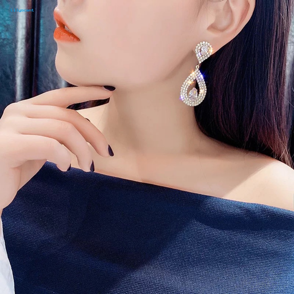 Lilyscent 1pasang Anting Liontin Tidak Alergi Untuk Pacaran Anting Pejantan Tetesan Air Aksesori Fashion Berkilau