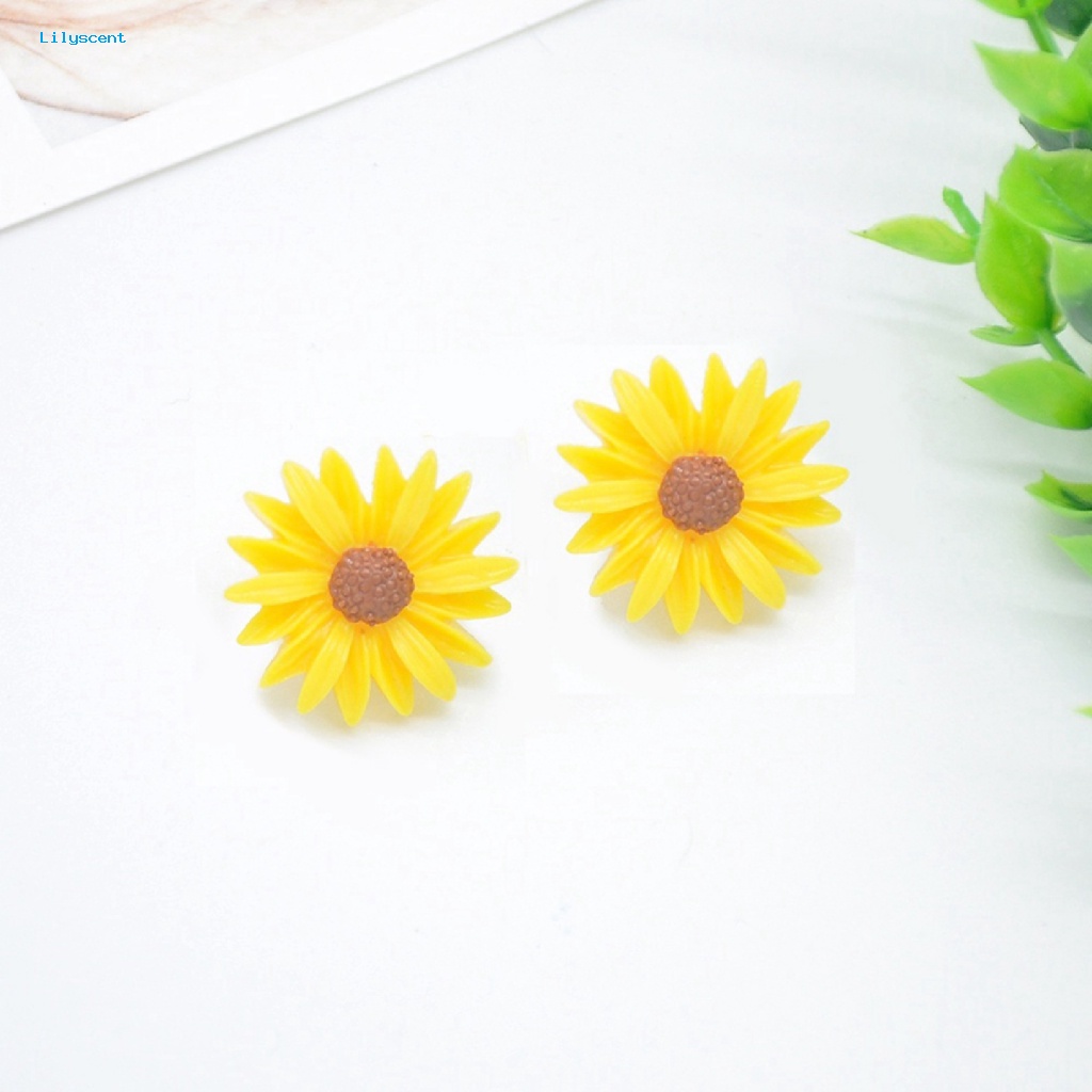 Lilyscent 1pasang Anting Menarik Untuk Pesta Warna Bunga Ear Stud Lucu