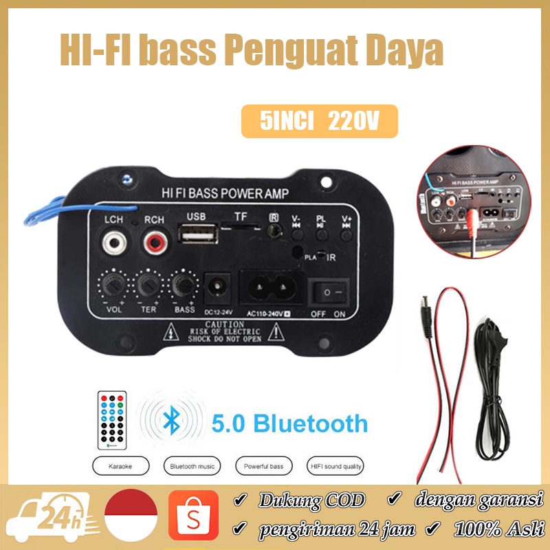 ✦Ready ya,cod✦ 5inci 12V 24V 220V Amplifier Board Audio Bluetooth USB Radio TF DIY Subwoofer D5 Karaoke Power Stereo Bass Audio Karaoke FM Papan Mini Mobil Kit Amplifier Mobil Radio