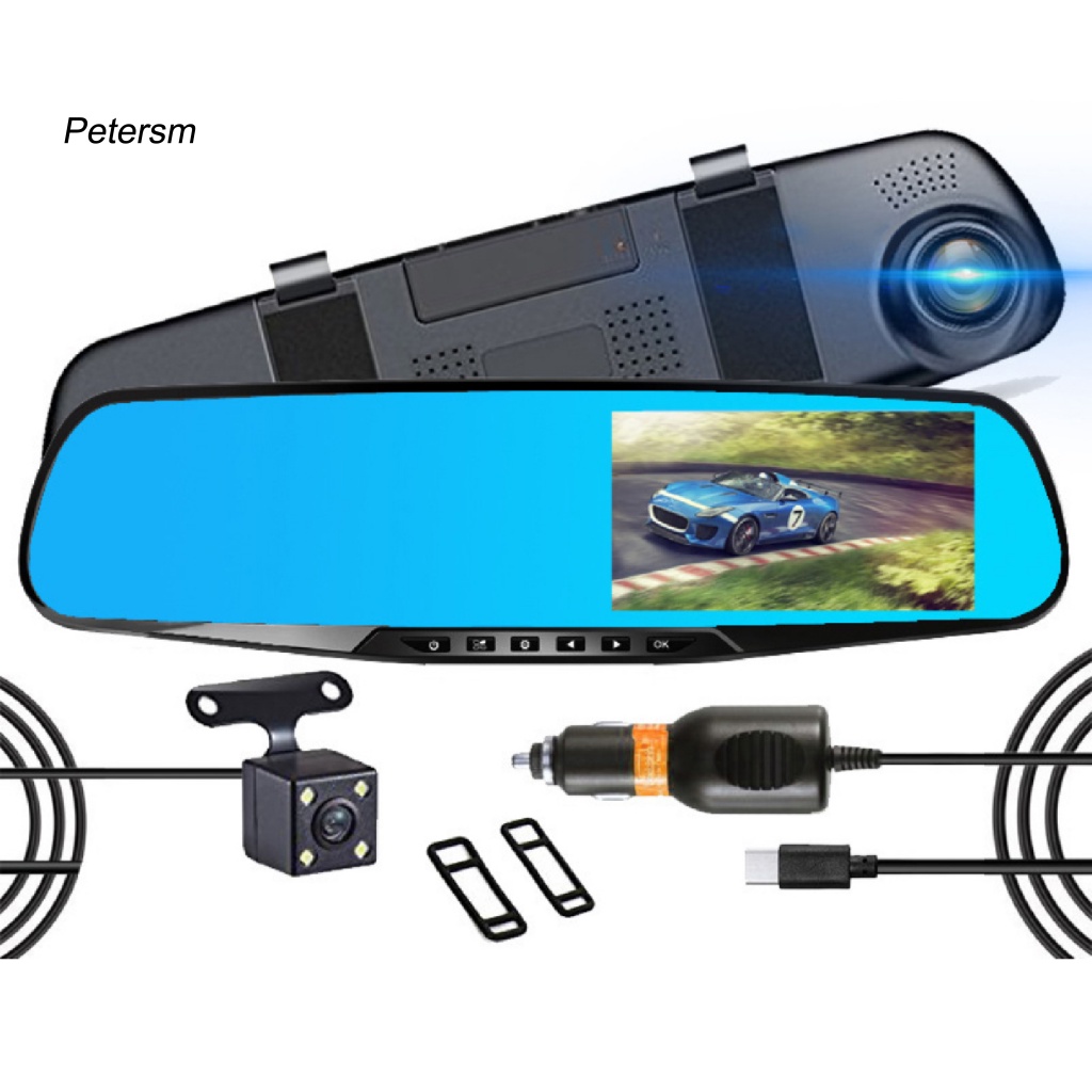 Pp 1set Kamera Mobil Performa Stabil Untuk Autos 4.3-inci 4kamera DVR Mobil Lensa Ganda