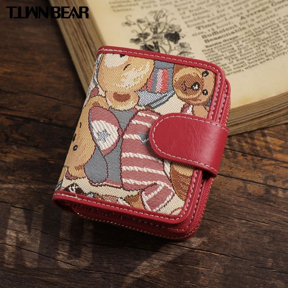 Sera Tiantian Winnie the Pooh Pendek Dompet Perempuan Edisi Korea Lucu Lipat Fashion Kecil Segar Dompet Koin Multifungsi Pemegang Kartu