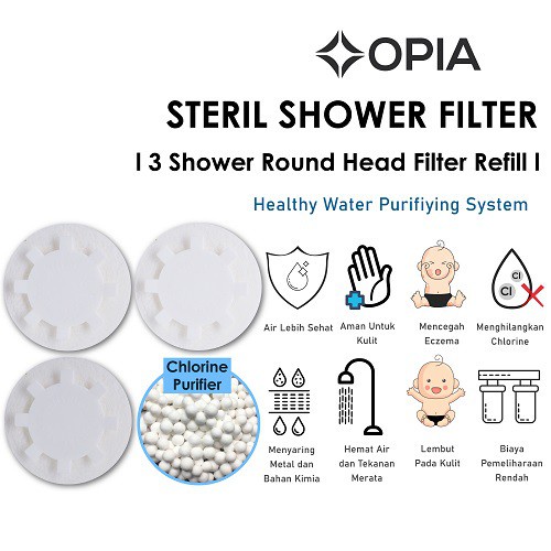 Opia Steril Shower Head Filter Refill Pack (3ea/Pack) – Filter Air untuk Shower Kamar Mandi