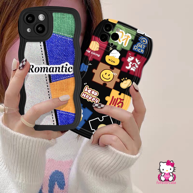 Casing Smile Splicing Kreatif Romantis Realme C53 C33 C11 C25Y C25s C30 C21Y C25 8 8i 7i 5i C20 8Pro C20A 7 10 9i C12 C35 5 6i C15 5s 9Pro+ 9 C3 C17 Soft Tpu Wavy Edge Case