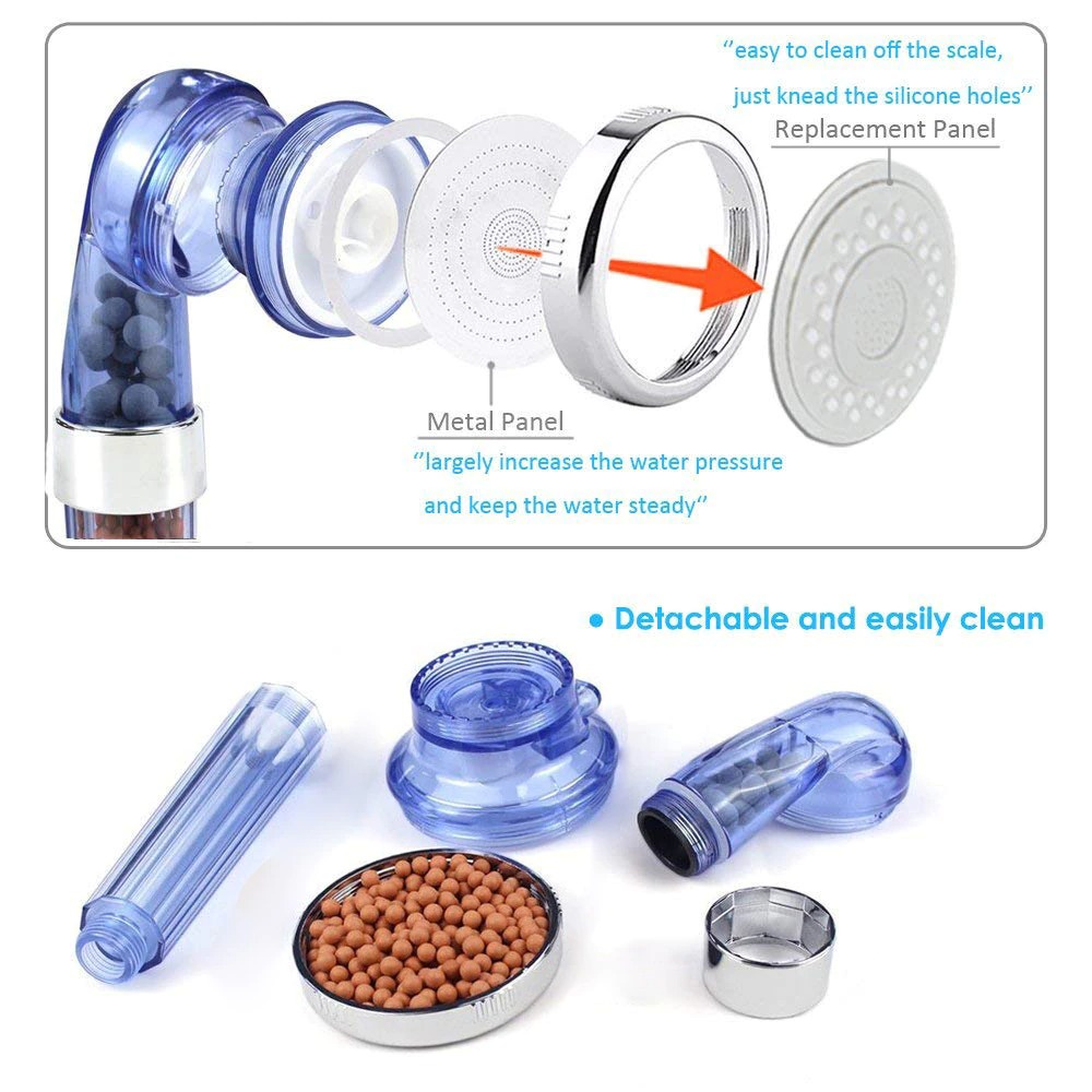 [BISA COD] Kepala shower head lon spa lonizer healty crystal 3 mode bonus selang clear