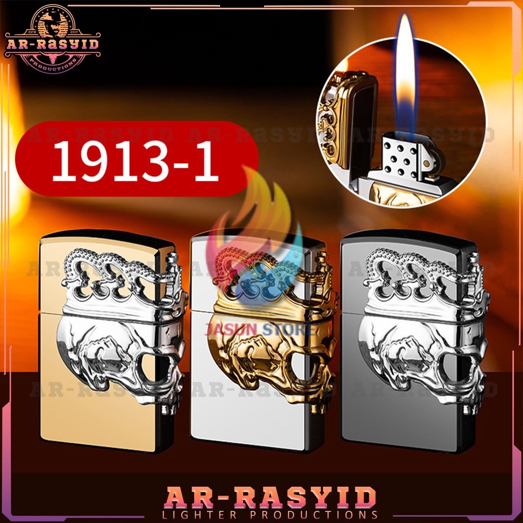 TERBARU! Korek Api Roda Api Gas Crown Skull Tengkorak Lighter XF-1913-1 BISA COD!