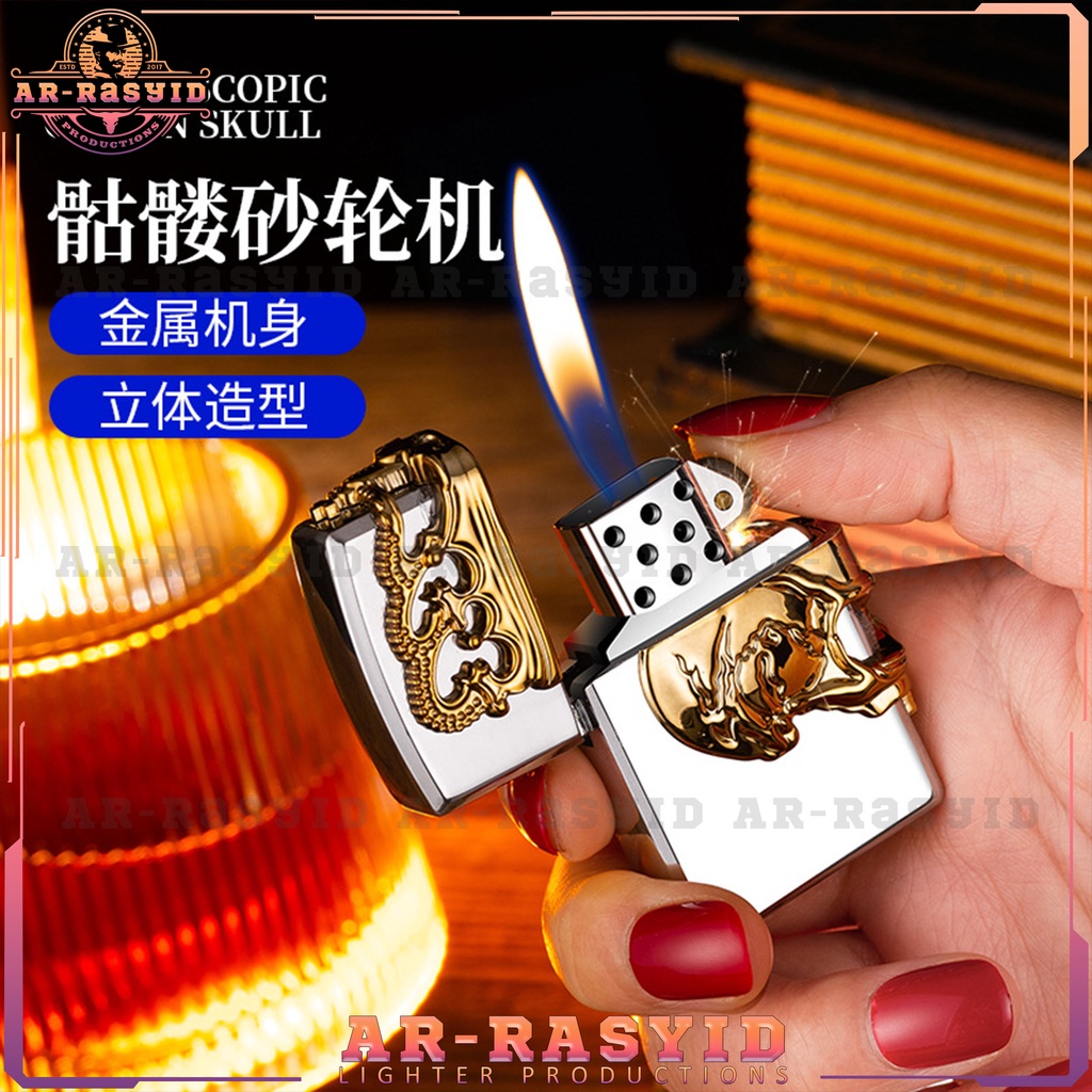 TERBARU! Korek Api Roda Api Gas Crown Skull Tengkorak Lighter XF-1913-1 BISA COD!