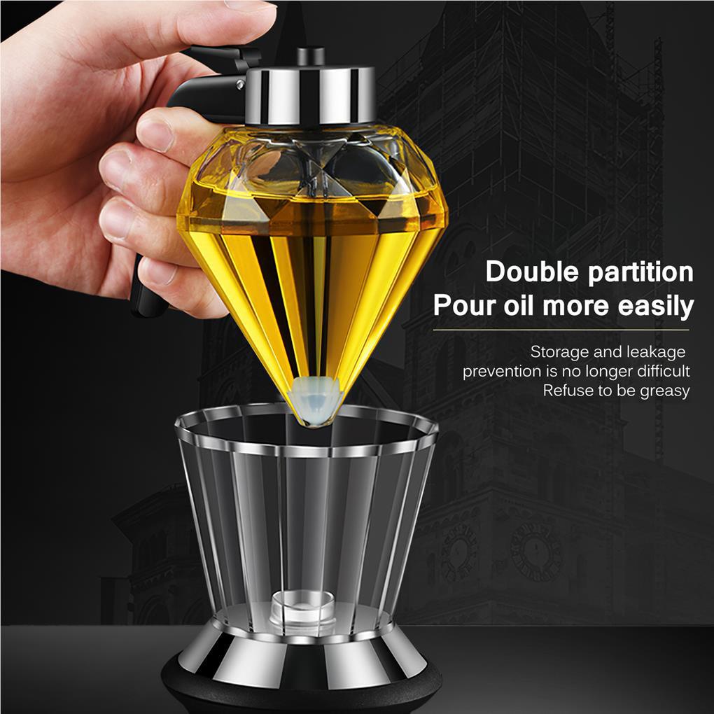 Botol Minyak Multifungsi Dapat Diamond Oil Bottle Glass Drip Free Dispensing Carafe Superior Non-Slip Oil Vinegar Olive Decanter Dispenser Untuk Indoor Rumah Dapur