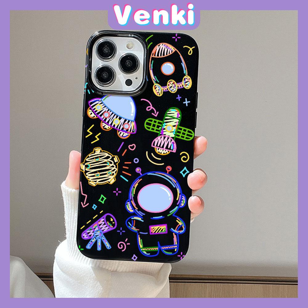 iPhone Case Soft TPU Glossy Black Candy Case Cute Color Graffiti Astronaut Camera Protection Shockproof For iPhone 14 13 12 11 Pro Max 7 8 Plus X XR