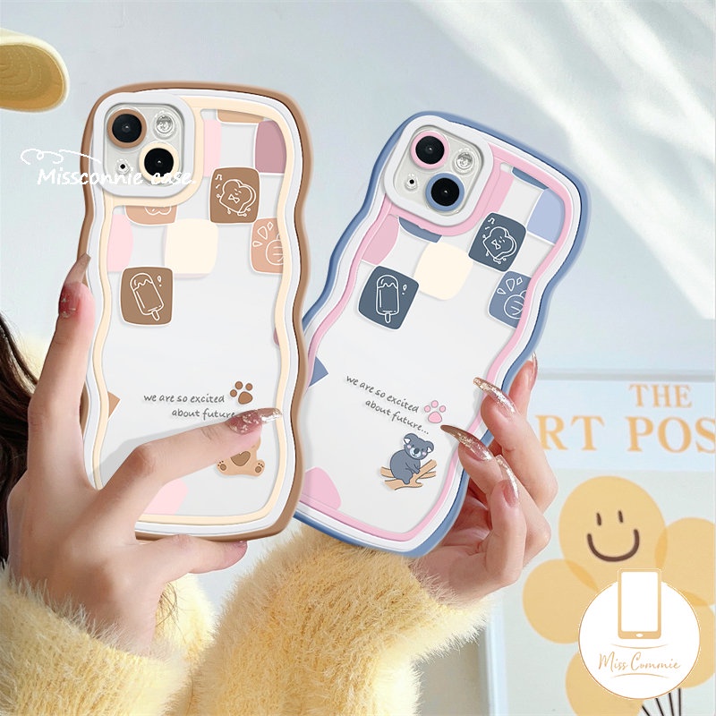 Casing Redmi 10A 10C 12C A1+9T 10a1 9 9A 9C NFC Redmi Note11 8 9s 11s 10s 9 10 11Pro 10Pro Max POCO M3 X3 NFC Pro Mi 11T Pro Soft Wavy Edge Kartun Beruang Lucu Kotak-Kotak Couple Case/Sarung Couple/Sarung Couple/Sarung Couple/Sarung Couple