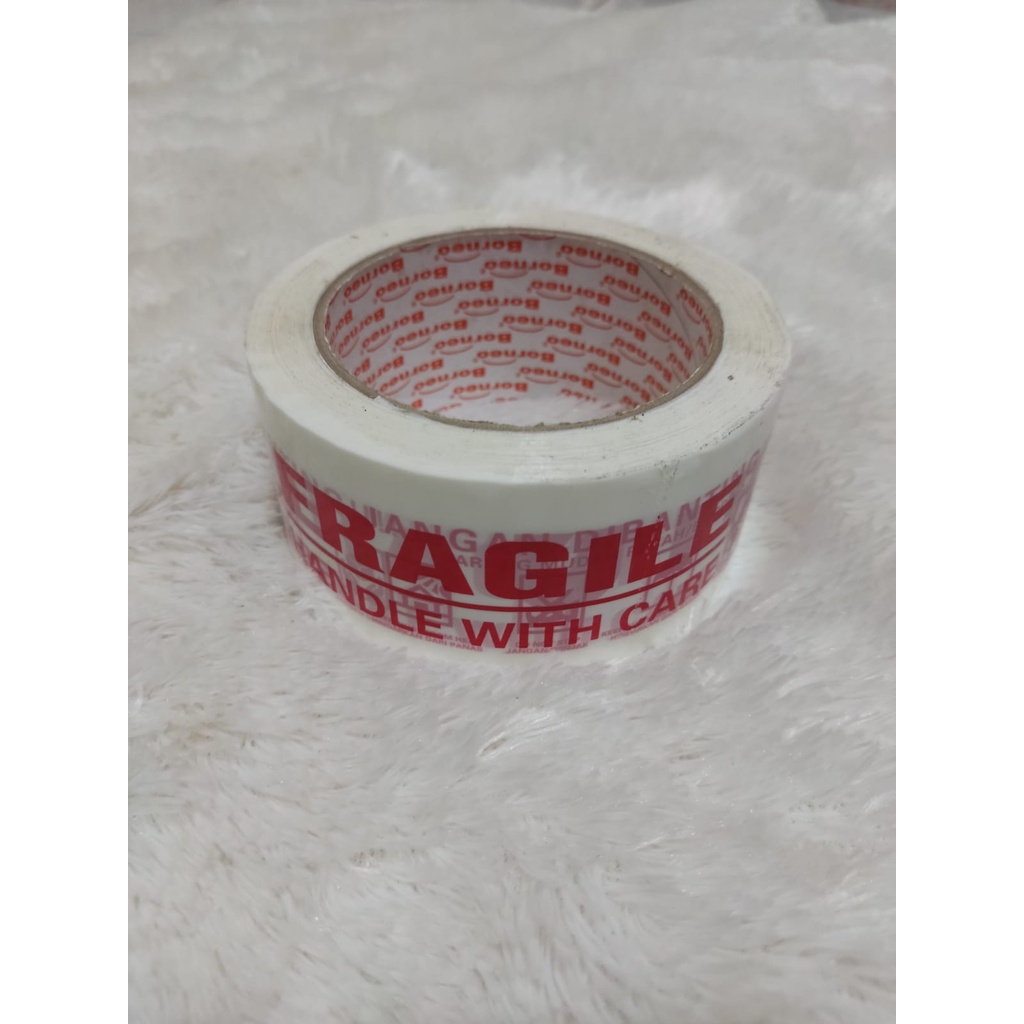 

Lakban 48mm x 90yard Borneo FRAGILE PUTIH