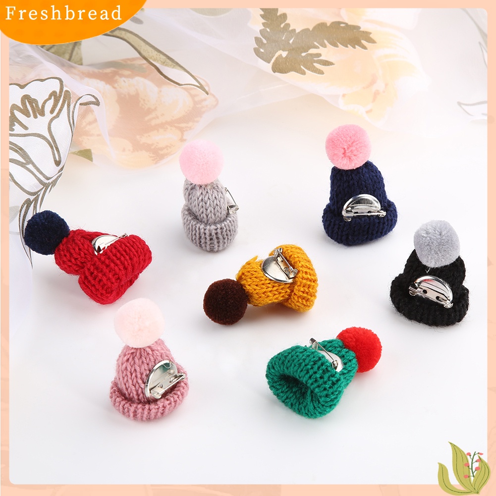 &lt; Freshbread &gt; Fashion Rajut Pom Pom Topi Bros Pin Wanita Natal Gaun Syal Aksesori