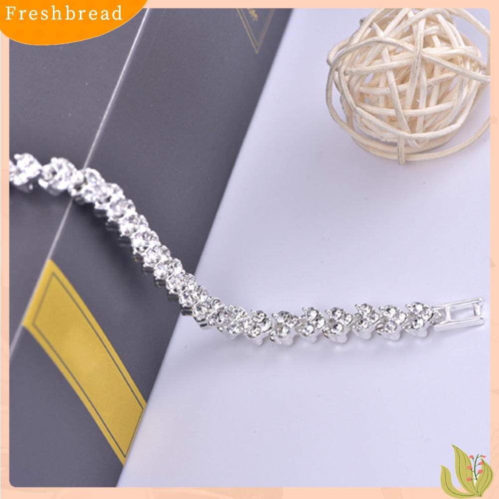 &lt; Freshbread &gt; Gelang Wanita Hias Berlian Imitasi Berkilau Bangle Adjustable Untuk Ulang Tahun Pesta