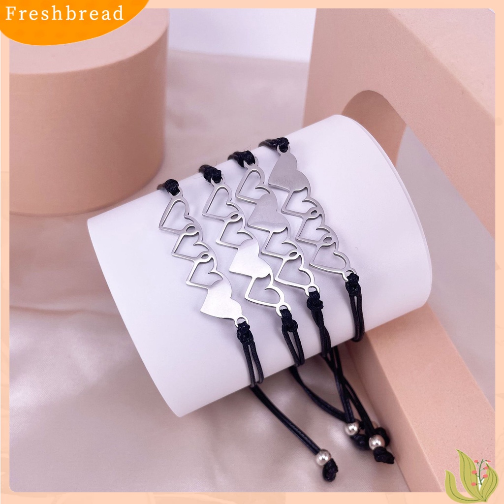 &lt; Freshbread &gt; 3/4Pcs Gelang Couple Adjustable Hand Made Hias Nyaman Dipakai Tinggi Dipoles Dekorasi Colorfast Hollow Matching Jarak Jantung Gelang