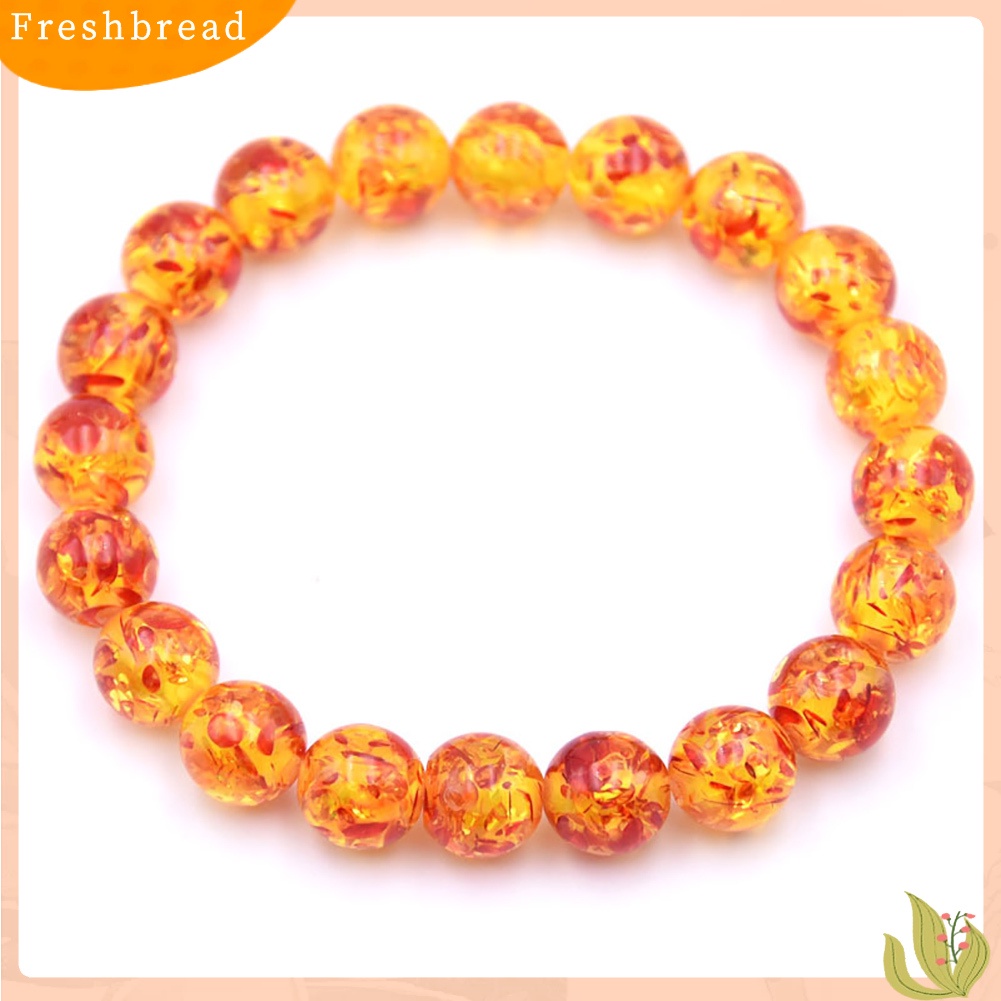 &lt; Freshbread &gt; 8mm/10mm Gelang Manik-Manik Bulat Batu Amber Buatan Pria Wanita Stretch Bangle