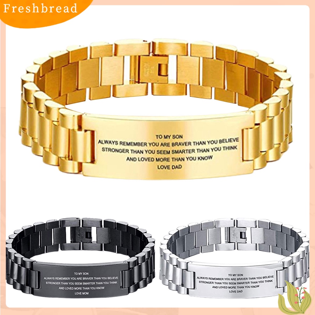 &lt; Freshbread &gt; Pria Huruf Ukiran Fashion Gelang Cowok Baja Titanium Bangle Perhiasan Hadiah