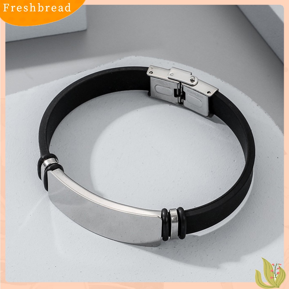 &lt; Freshbread &gt; Fashion Sederhana Unisex Bangle Logam Silikon Gelang Tangan Pasangan Perhiasan Hadiah