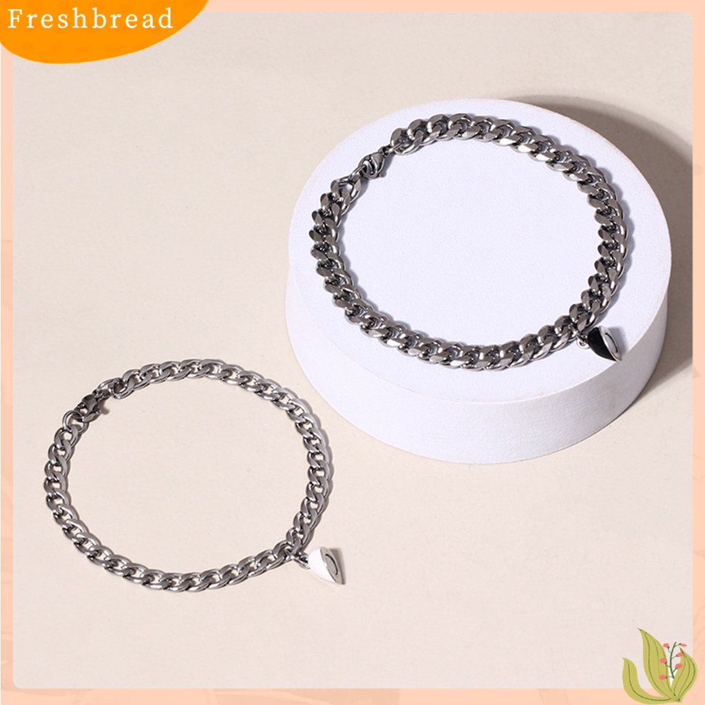 &lt; Freshbread &gt; 1pasang ic Gelang Electroplating Unisex Liontin Jantung Anti-Karat Rantai Salib Menghias Pecinta Menawan Atraksi Jantung Gelang Perhiasan Aksesori