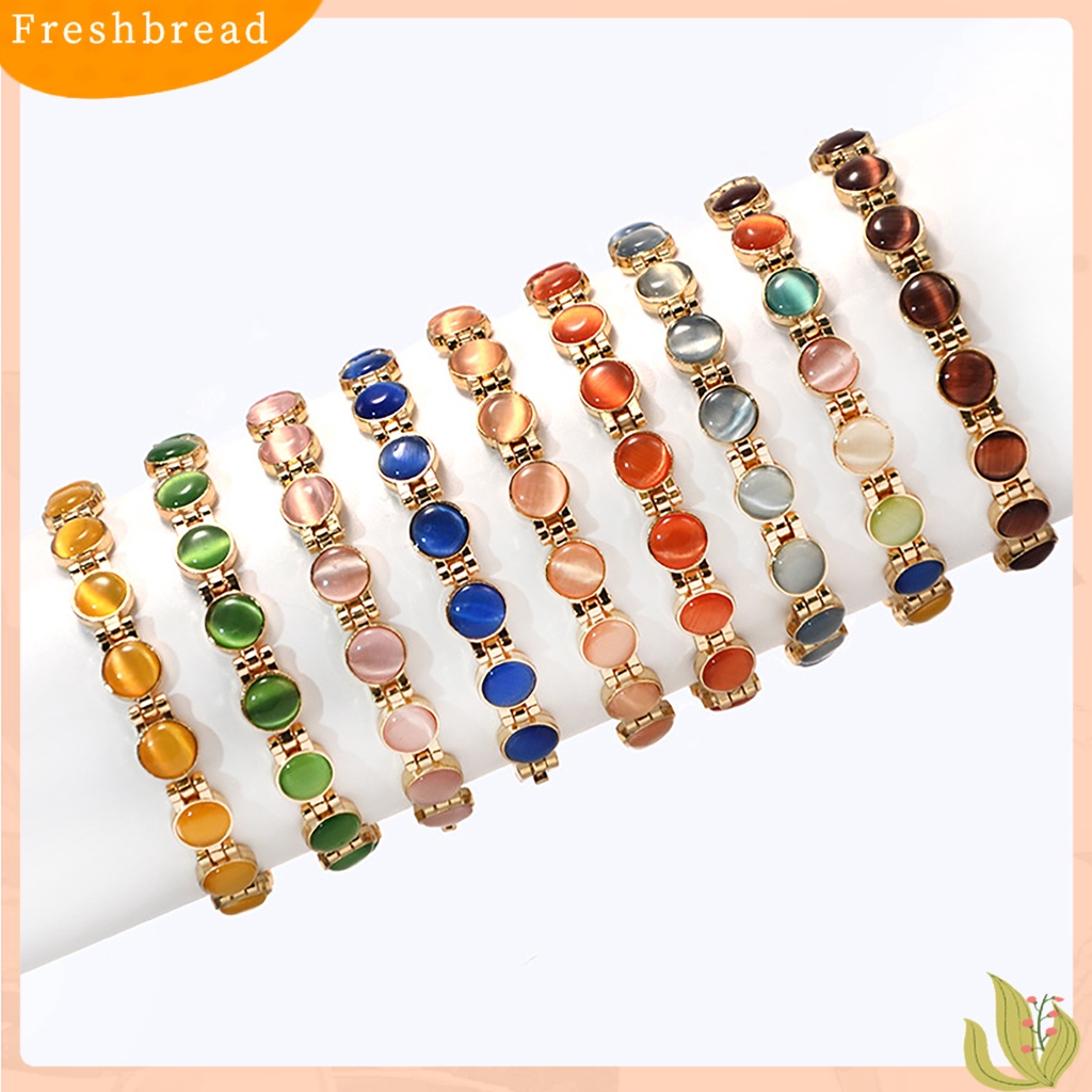 &lt; Freshbread &gt; ic Gelang Terapi Berlapis Emas Menghilangkan Kelelahan Perhiasan Fashion Batu Mata Kucing Mengkilap Bangle Kuat Untuk Kehidupan Sehari-Hari