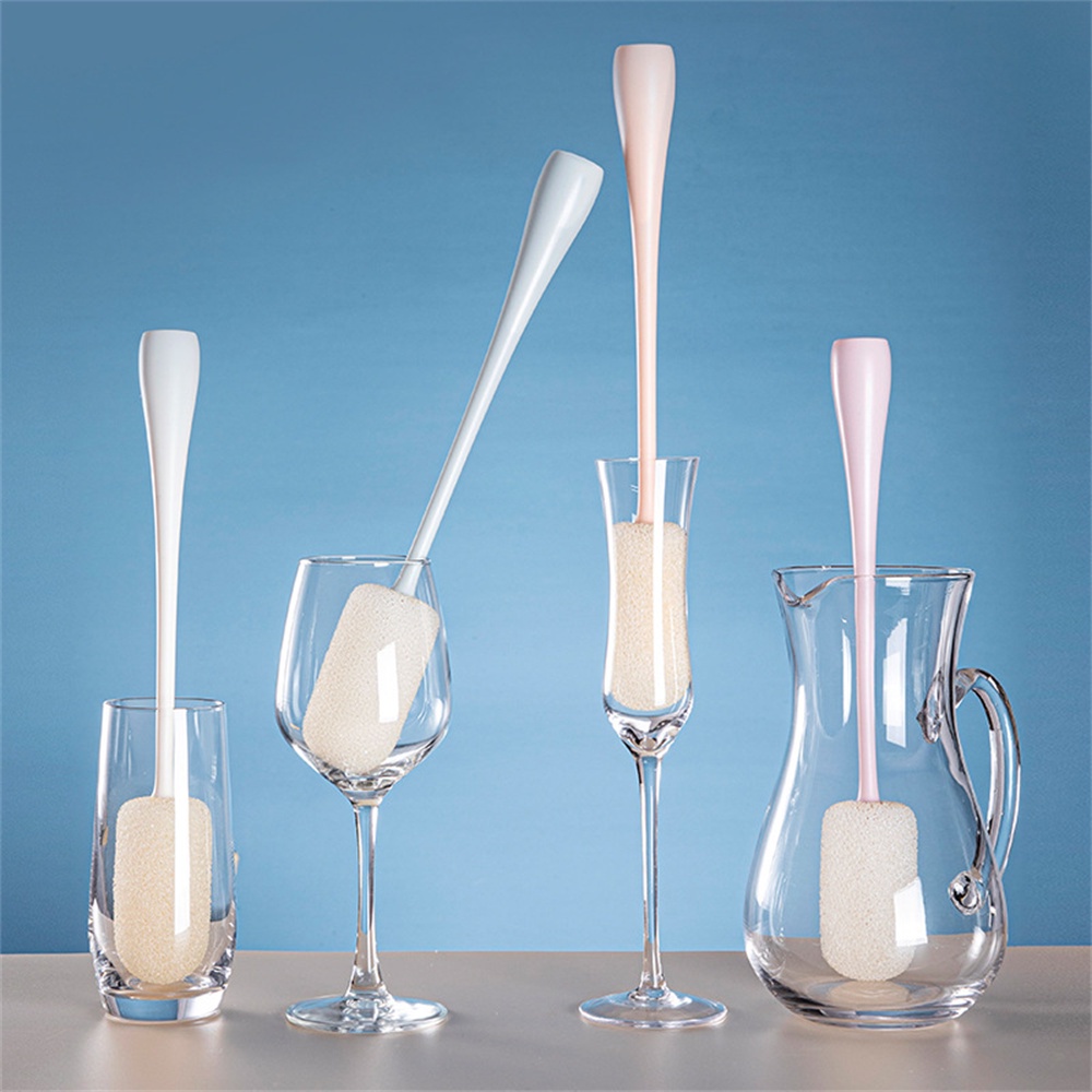 ღ Gagang Panjang Cangkir Sikat Pembersih Botol Susu Wineglass Cangkir Sikat Spons Mug Membersihkan Dekontaminasi Artefak Dapur Air Pembersih Botol aksesoris