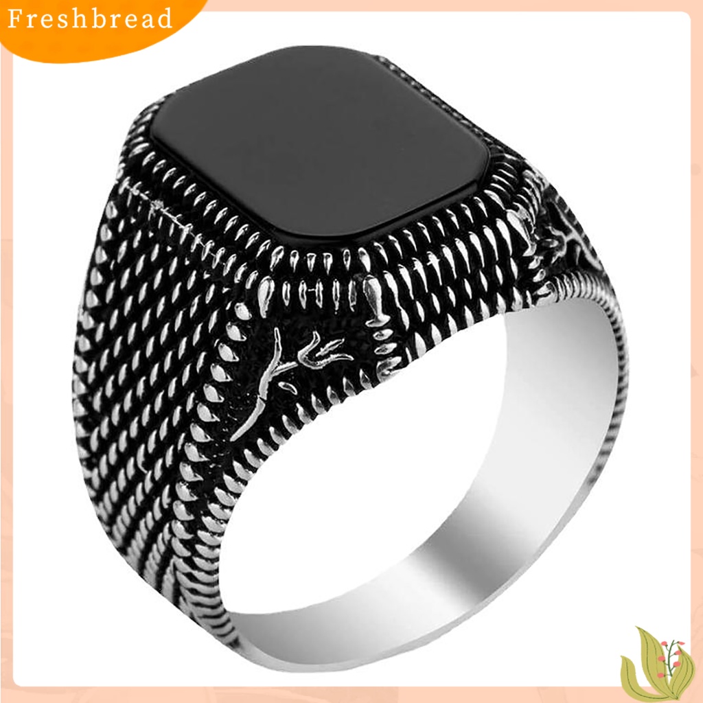 &lt; Freshbread &gt; Fashion Cincin Nyaman Bersinar Mewah Kepribadian Trendi Menghias Paduan Bertatahkan Permata Hitam Cincin Hadiah