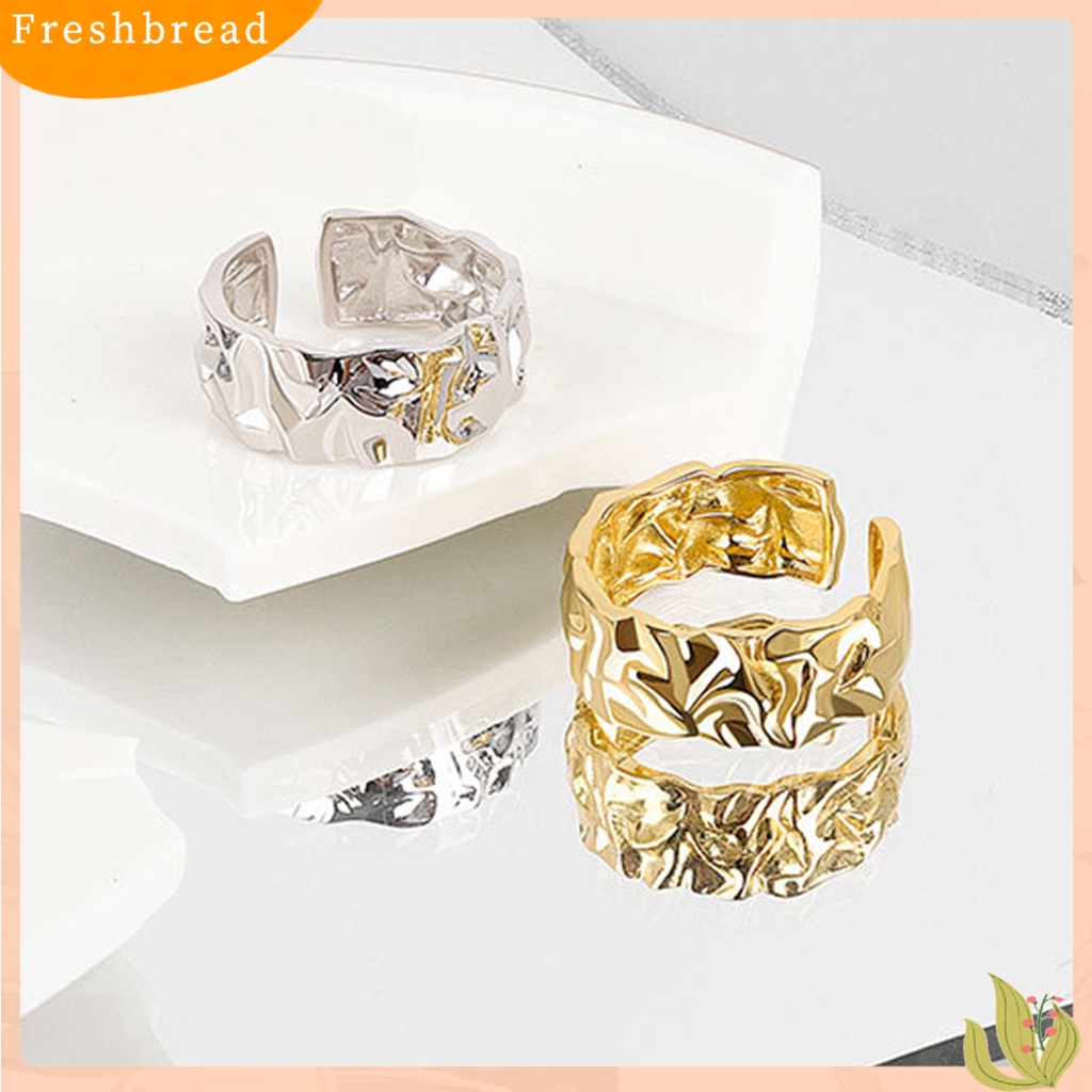 < Freshbread > Cincin Jari Pembukaan Dapat Disesuaikan Gaya Netral Kepribadian Poles Dekorasi Perempuan Cekung-Cekung Tidak Teratur Cincin Lebar Aksesoris Perhiasan