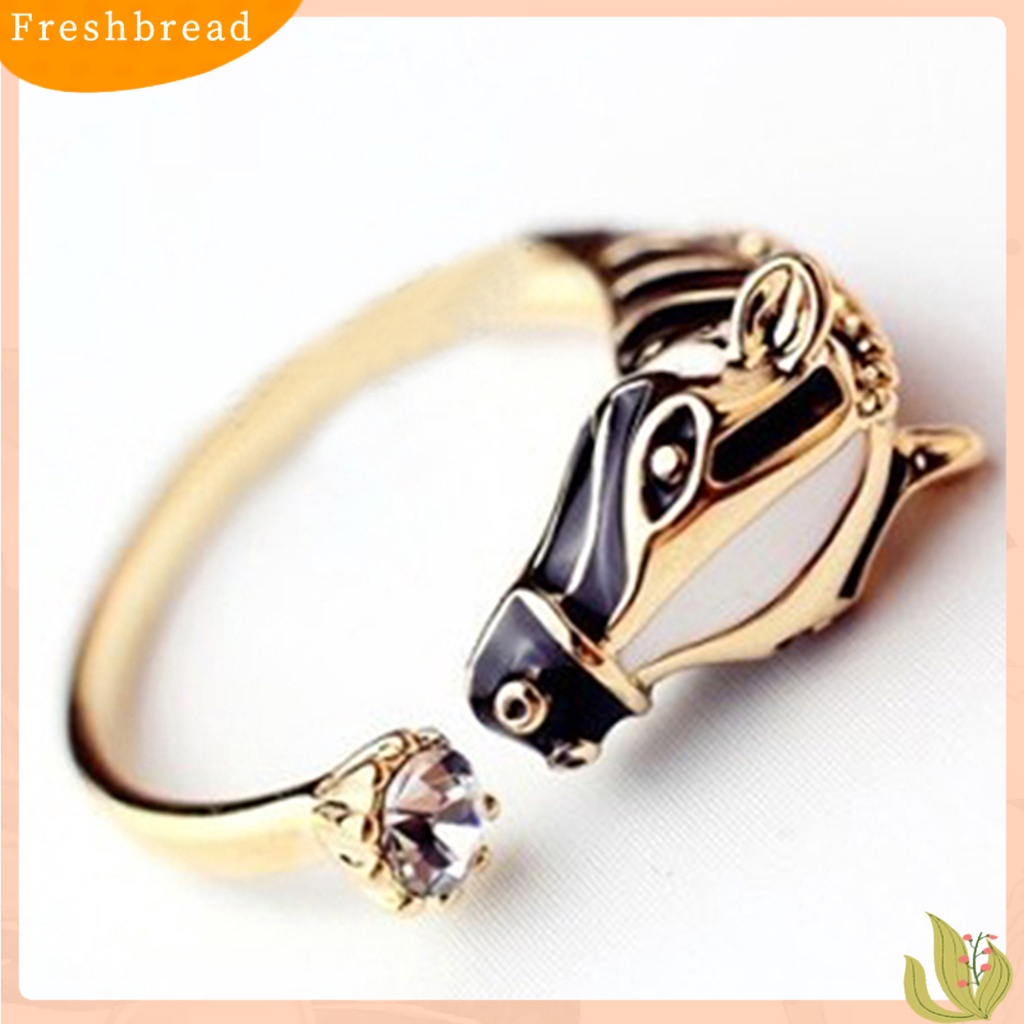 &lt; Freshbread &gt; Cincin Jari Pembukaan Berlian Imitasi Kepala Kuda Fashion Wanita Untuk Club Pesta