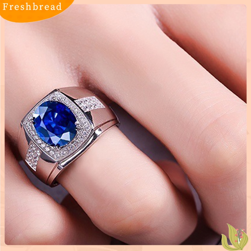 &lt; Freshbread &gt; Mewah Pria Cubic Zirconia Berlian Imitasi Bertatahkan Jari Cincin Perhiasan Hadiah