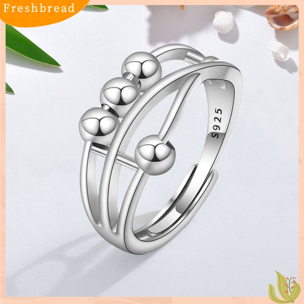 &lt; Freshbread &gt; Opening Adjustable Copper Anxiety Ring Stress Relief Geometris Manik-Manik Wanita Cincin Perhiasan Aksesori