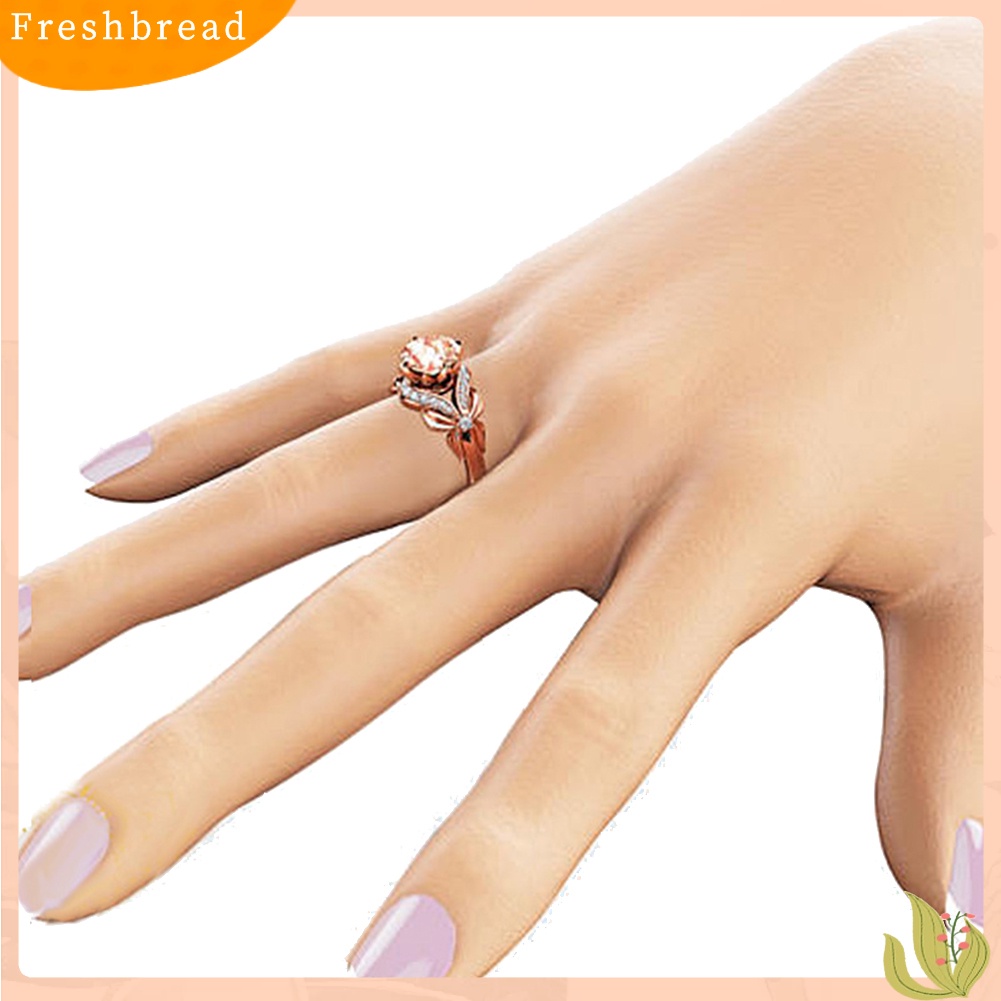 &lt; Freshbread &gt; Bridal Bow Cubic Zirconia Finger Ring Hadiah Perhiasan Pertunangan Pesta Pernikahan