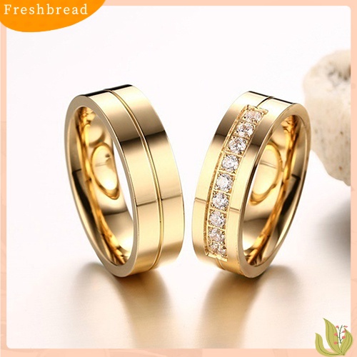 &lt; Freshbread &gt; 1Pc Fashion Titanium Steel Lover Ring Cincin Pasangan Berlapis Emas Untuk Pria Wanita