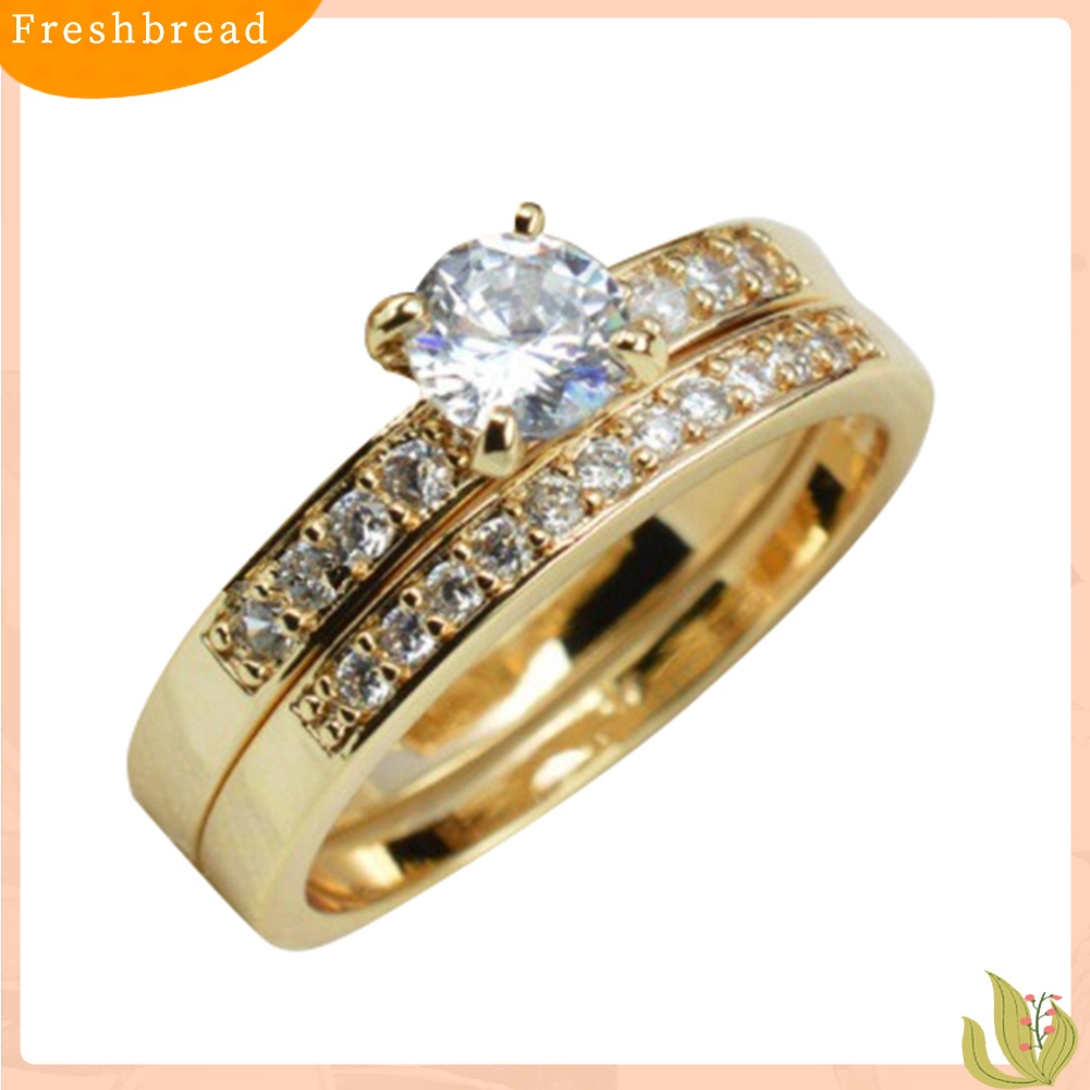 &lt; Freshbread &gt; Fashion Berlian Imitasi Pria Wanita Pertunangan Pernikahan Cincin Pasangan Jari Perhiasan Hadiah