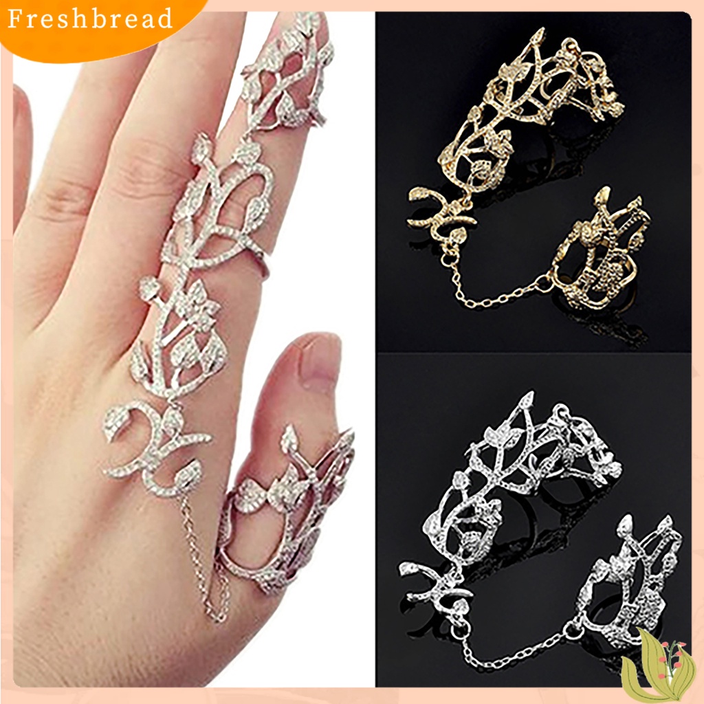 &lt; Freshbread &gt; Cincin Rantai Motif Bunga Jari Perhiasan Adjustable Wanita Rantai Link Finger Ring Untuk Pernikahan