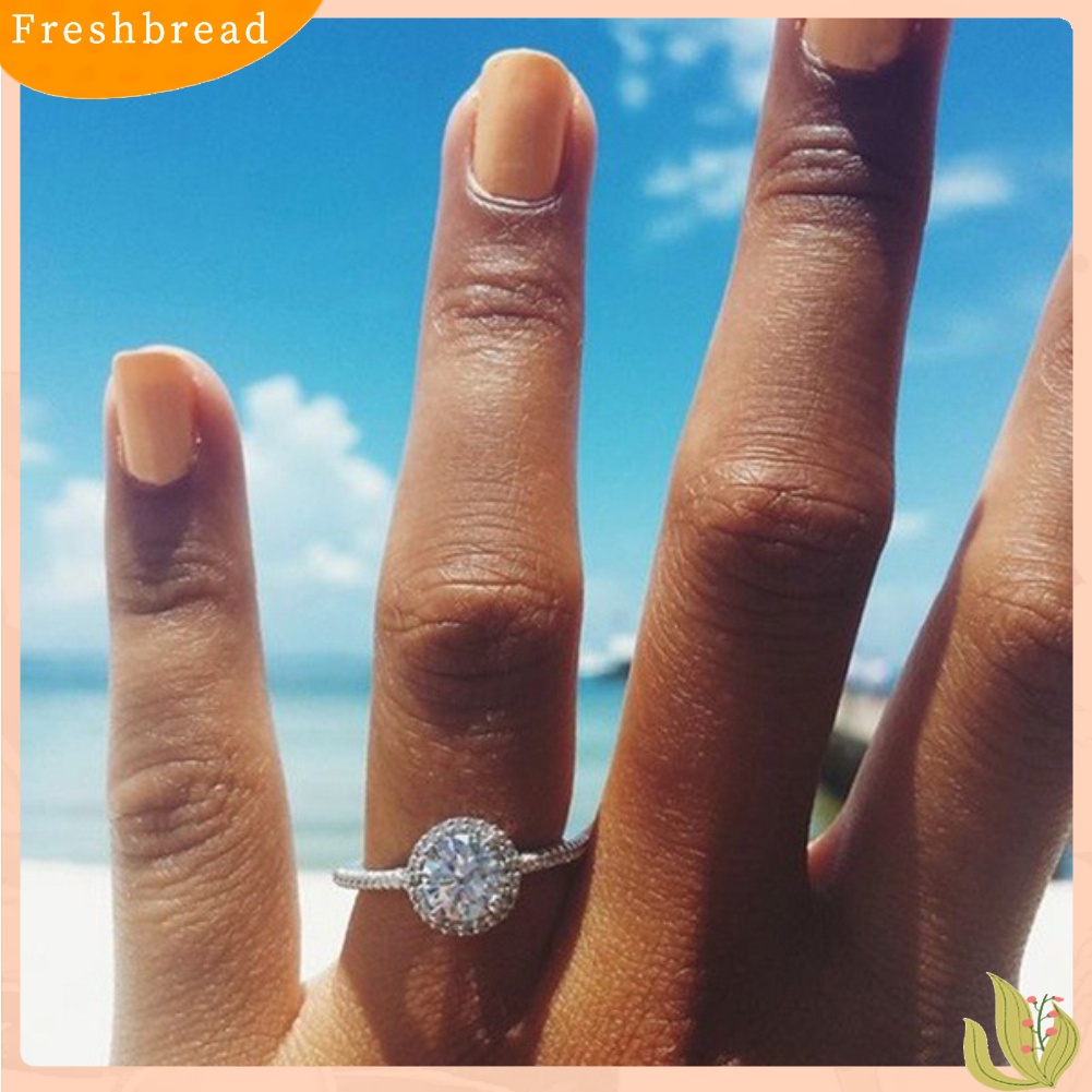 &lt; Freshbread &gt; Fashion Wanita Bulat Berlian Imitasi Jari Cincin Pernikahan Pertunangan Pesta Perhiasan