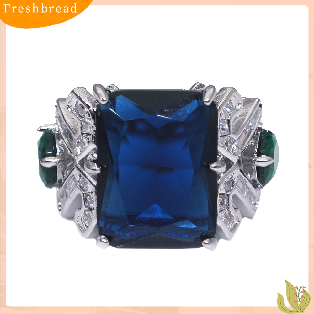 &lt; Freshbread &gt; Mewah Persegi Besar Faux Topaz Wanita Jari Cincin Pesta Perjamuan Perhiasan Dekorasi