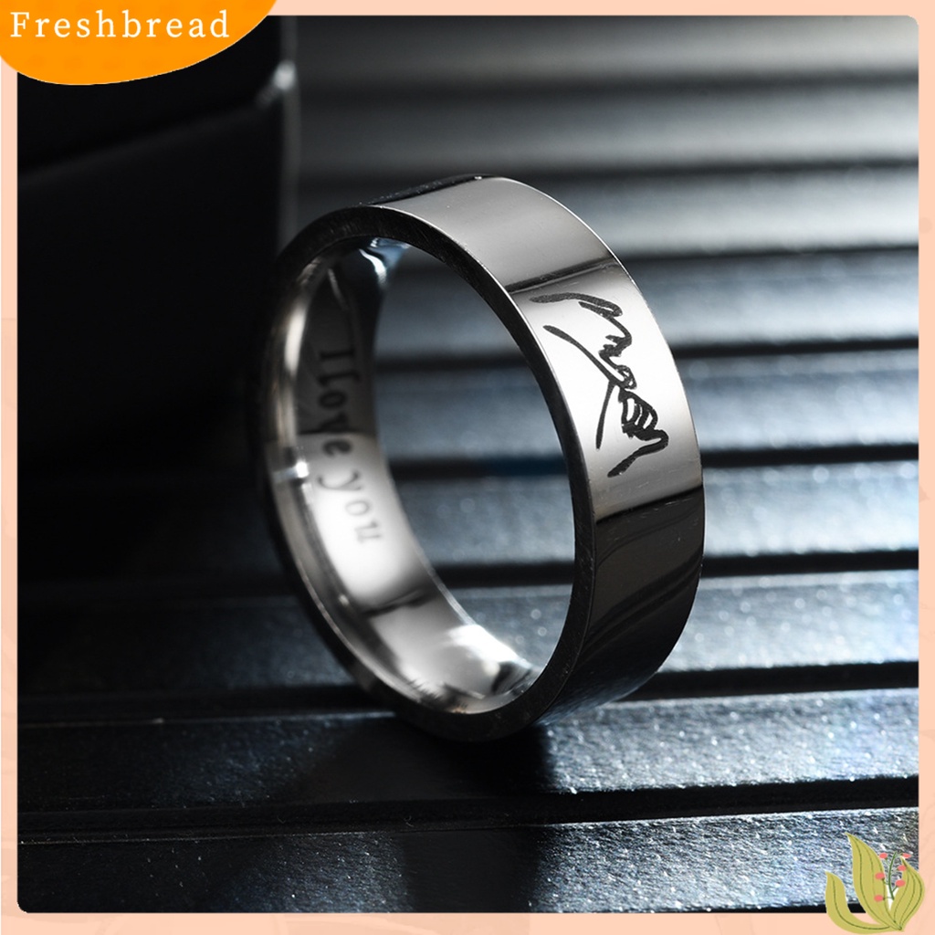 &lt; Freshbread &gt; Cincin Couple I Love You Lettering Hias Kasual Poles Semua Pertandingan Hadiah Perhiasan Stainless Steel Man Woman Hand in Hand Finger Ring Wedding Band Untuk Hari Kasih Sayang