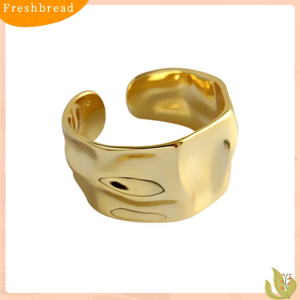 &lt; Freshbread &gt; Finger Band Adjustable Opening Personality Polishing Gaya Netral Dekorasi Warna Solid Wanita Tidak Teratur Bergelombang Terbuka Cincin Aksesoris Perhiasan