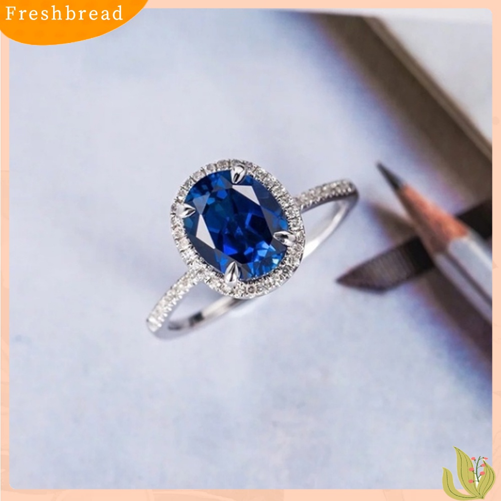 &lt; Freshbread &gt; Fashion Lady Oval Cubic Zirconia CZ Jari Cincin Pengantin Pernikahan Pertunangan Perhiasan