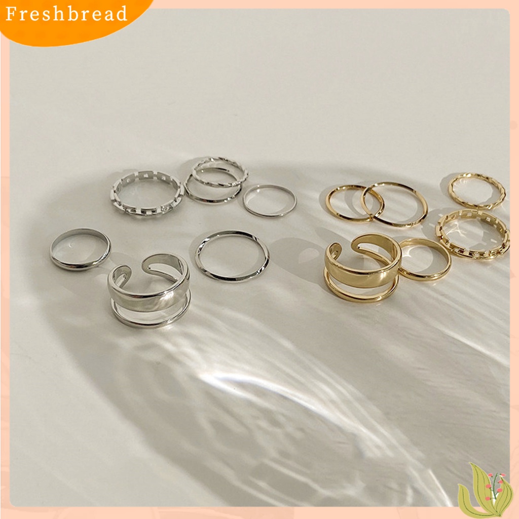 &lt; Freshbread &gt; 7Pcs/set Wanita Knuckle Rings Geometris Bukaan Adjustable Hip Hop Stackable Finger Rings Untuk Pesta Club Cosplay