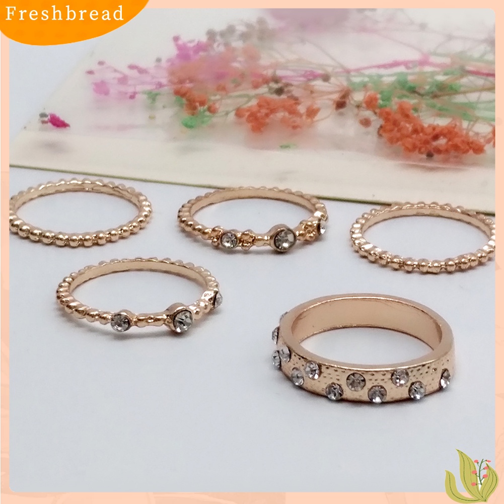 &lt; Freshbread &gt; 5Pcs/Set Vintage Bohemian Rhinestone Beads Charm Knuckle Midi Cincin Perhiasan Set