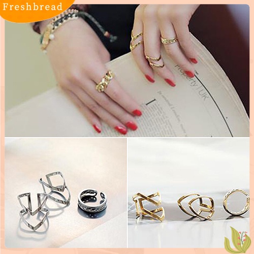 &lt; Freshbread &gt; 3Pcs/Set Fashion Wanita Panah Berongga Midi Buku Jari Terbuka Cincin Band Hadiah