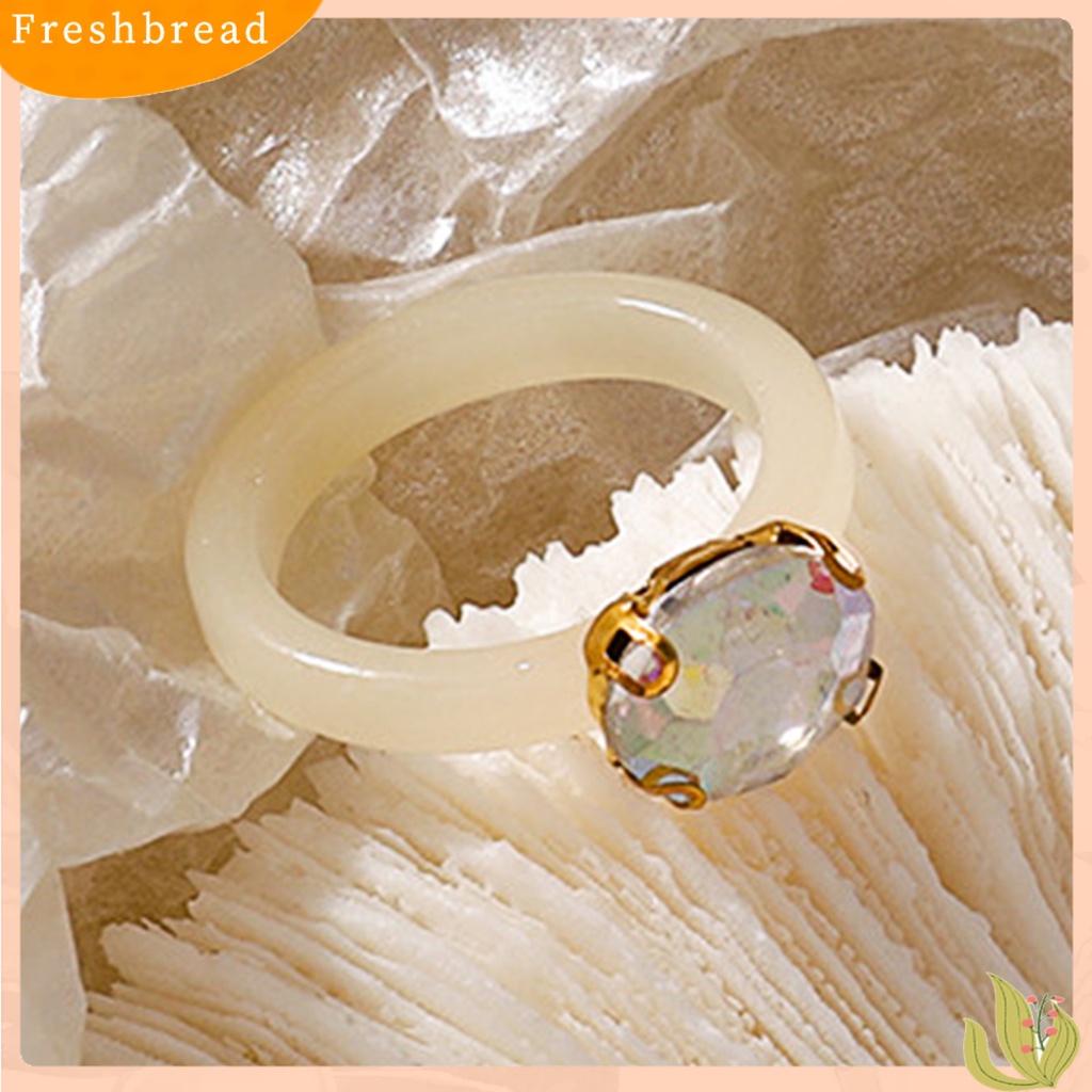 &lt; Freshbread &gt; Cincin Jari Berlian Imitasi Warna Permen Wanita All Match Round Ring Untuk Pacaran