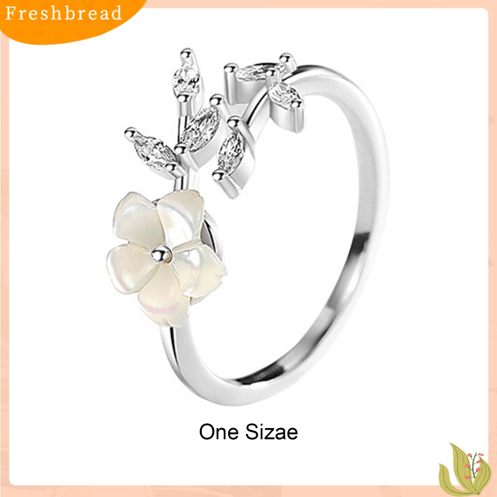 &lt; Freshbread &gt; Cincin Wanita Bunga Daun Pembukaan Yang Dapat Disesuaikan Lady Circlet Wedding Ring