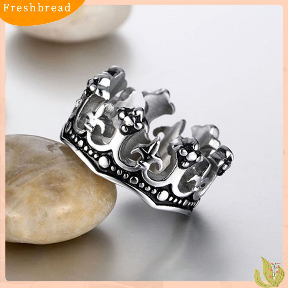 &lt; Freshbread &gt; Berongga Mahkota Pria Biker Rings Cincin Baja Titanium Fashion Perhiasan US Size 8-12