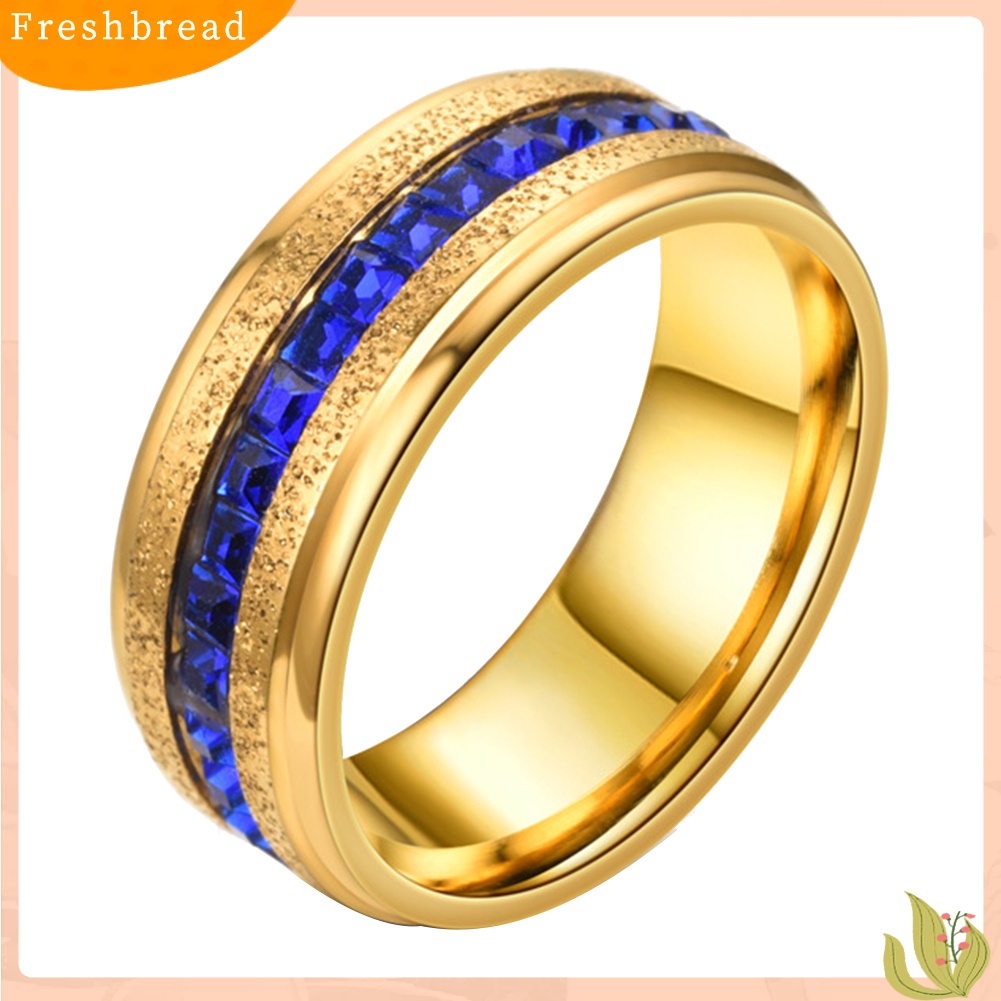 &lt; Freshbread &gt; Pernikahan Pertunangan Unisex Baris Tunggal Berlian Imitasi Bertatahkan Diamplas Jari Cincin Hadiah