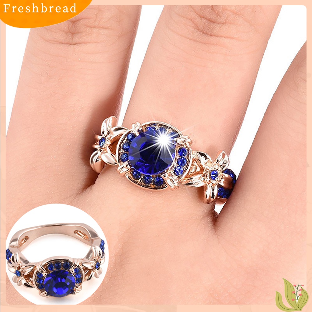 &lt; Freshbread &gt; Wanita Buatan Retro Safir Ruby Berlian Imitasi Perhiasan Cincin Pertunangan Pernikahan