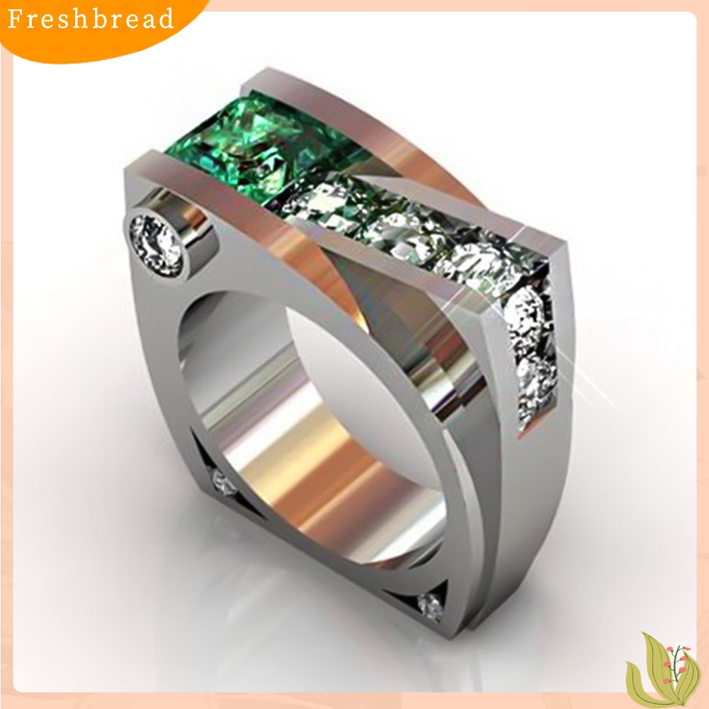 < Freshbread > Wanita Retro Berlian Imitasi Hias Bentuk Geometris Jari Cincin Hadiah Perhiasan Pernikahan