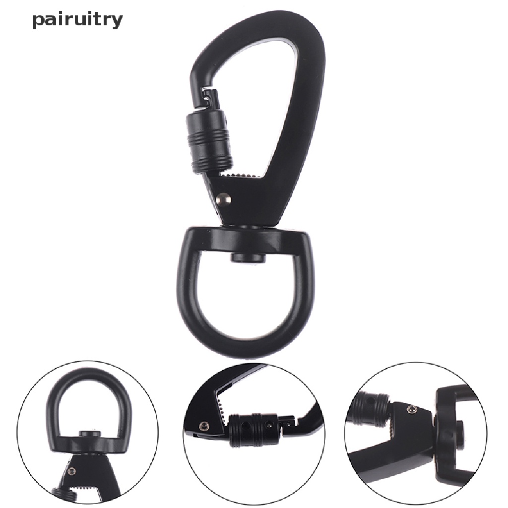 Prt 1PC Carabiner Pengunci Otomatis Gesper Tipe D Luar Ruangan Dengan Ring Rotag Putar PRT