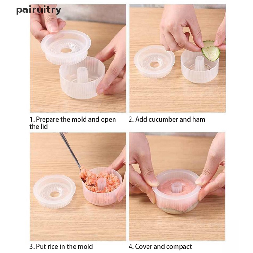 Prt 2PCS Pembuat Bentuk Donat Sushi Kreatif Rice Ball Mold Home Non-Stick Rice Mold PRT