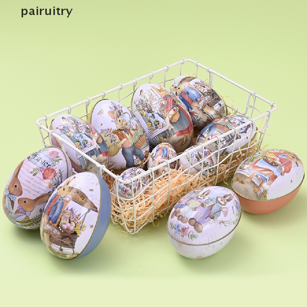 Prt 1pc Easter Egg Tinplate Box Motif Kartun Kelinci Telur Permen Kotak Coklat PRT